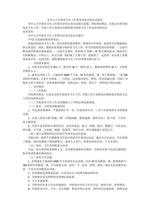 乡中心小学体育卫生工作督导评估自查自评报告