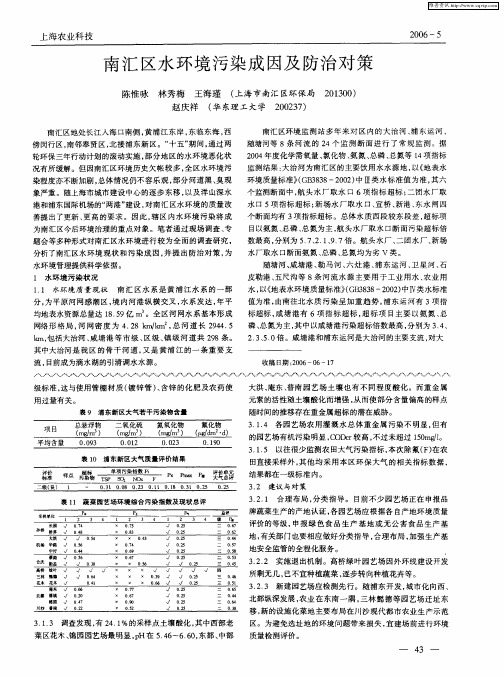 南汇区水环境污染成因及防治对策