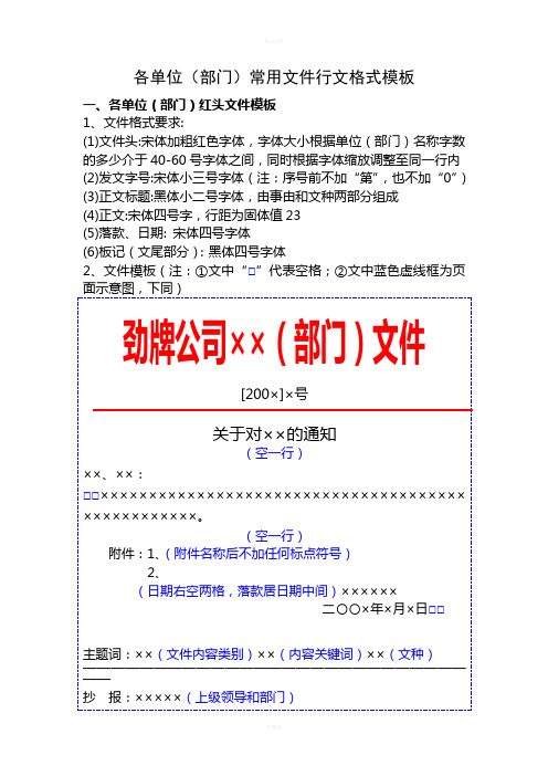 公司常用文件行文格式模板