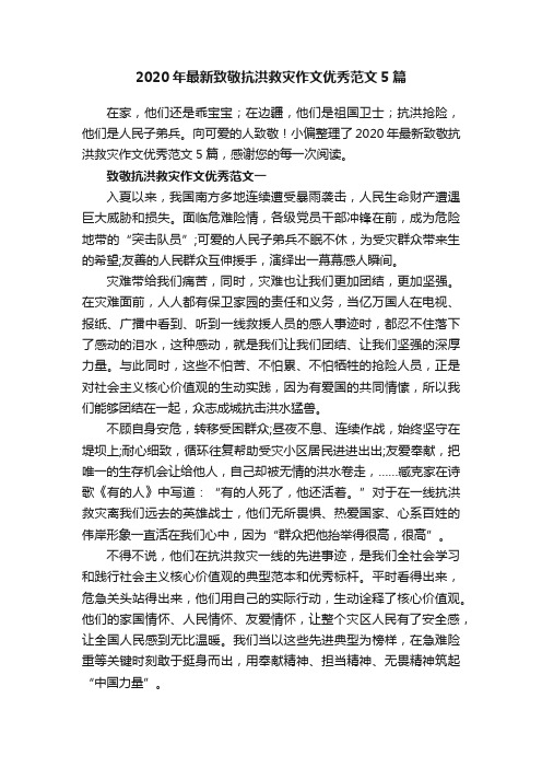 2020年最新致敬抗洪救灾作文优秀范文5篇