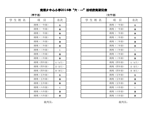 高增小学2014“六·一”活动安排表