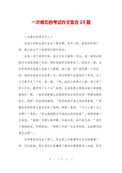 一次难忘的考试作文集合15篇