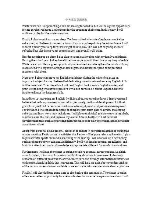 中考寒假英语规划