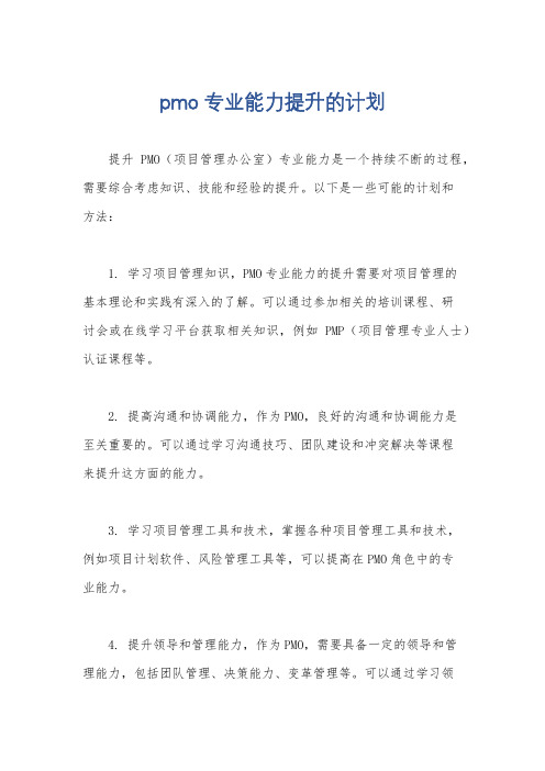 pmo专业能力提升的计划