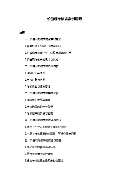 价值观考核表案例说明