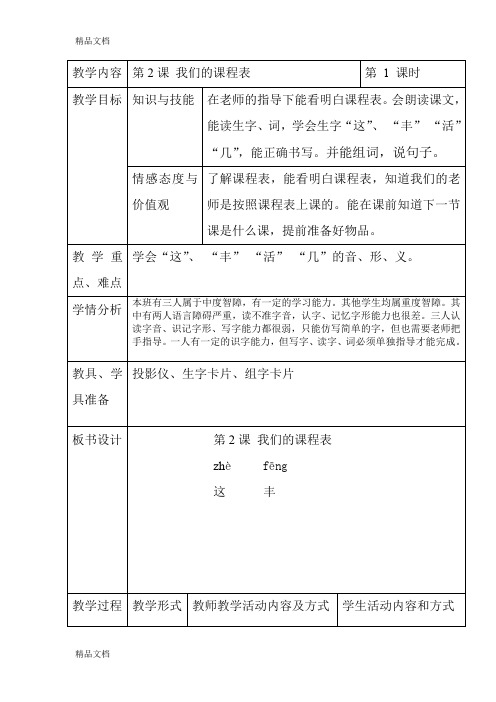 最新-上海版-实用语文第七册2课-我们的课程表资料