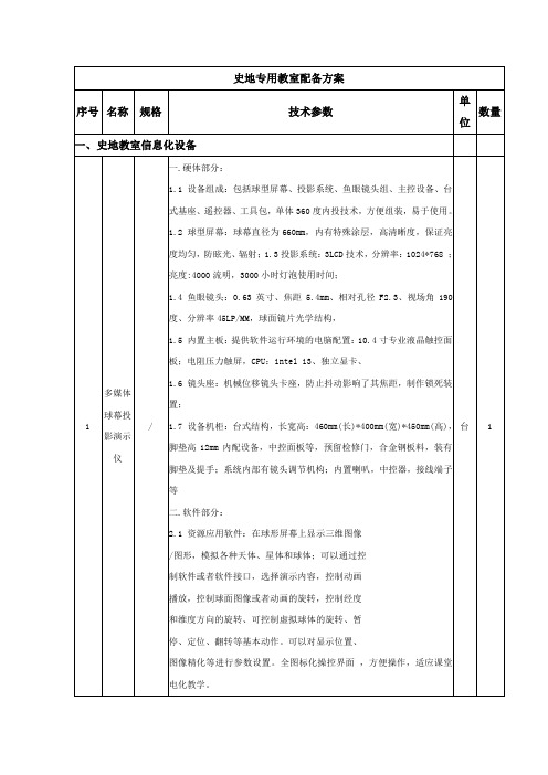 史地专用教室配备方案
