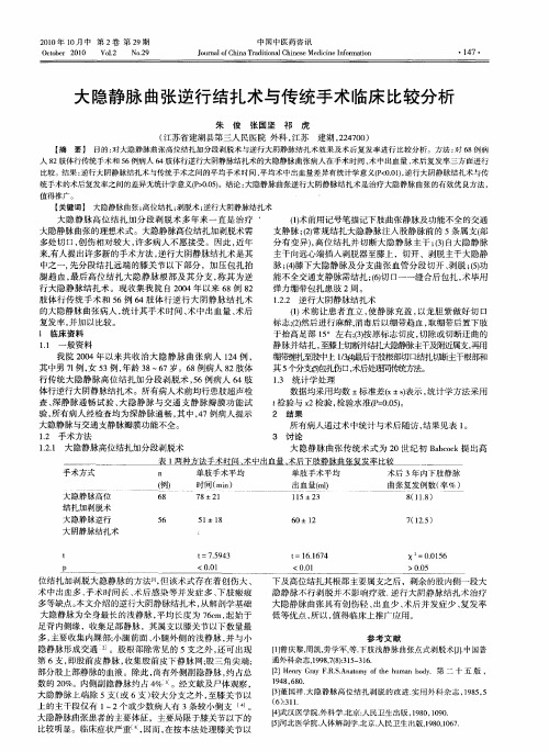 大隐静脉曲张逆行结扎术与传统手术临床比较分析