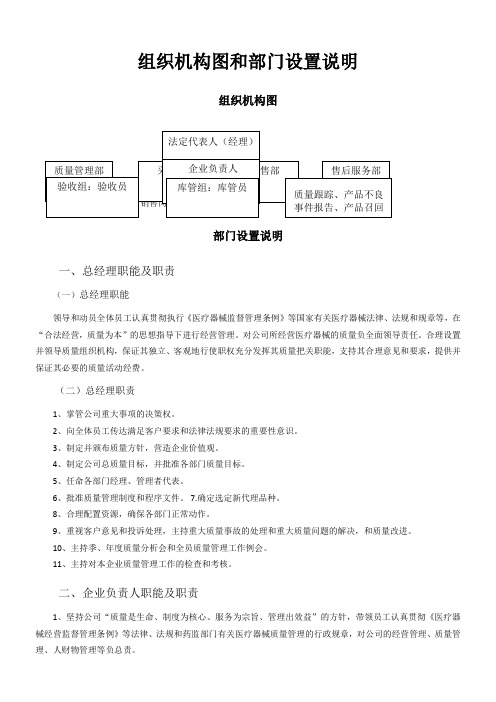 组织机构图和部门设置说明