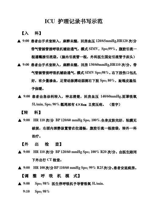 ICU护理文件书写示范