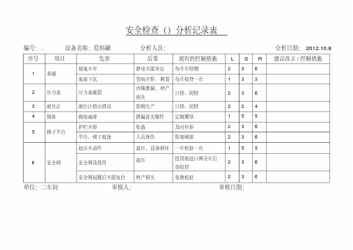 安全检查SCL分析记录表