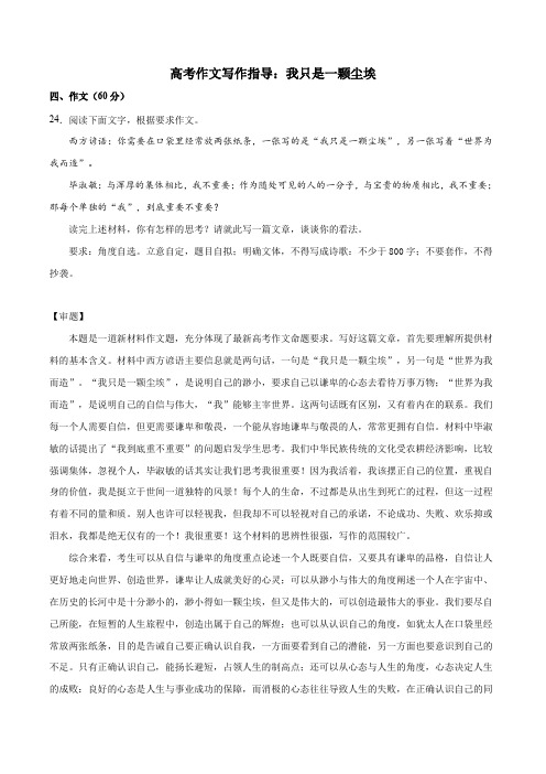 2021届高考作文写作指导：我只是一颗尘埃(附审题立意及范文展示)