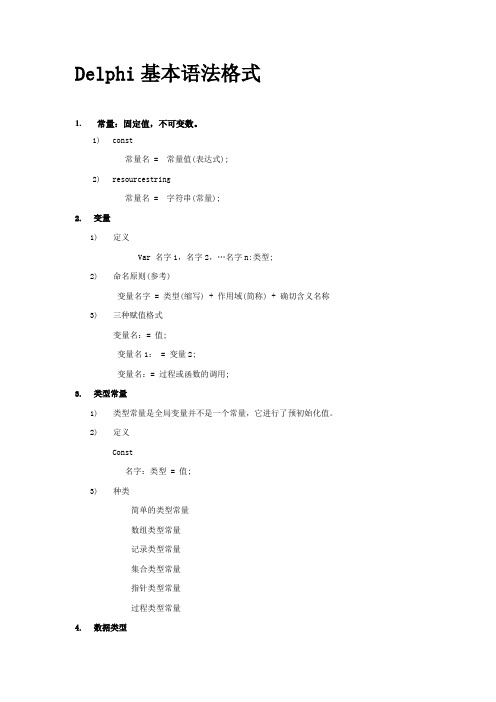 [荐]Delphi基本语法格式