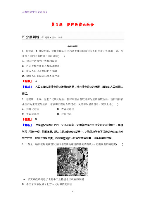 高中历史选修1课时作业4：第3课 促进民族大融合