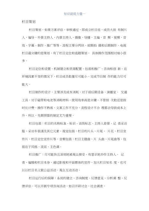 栏目制作预算表0001