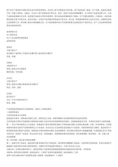 成本核算方法