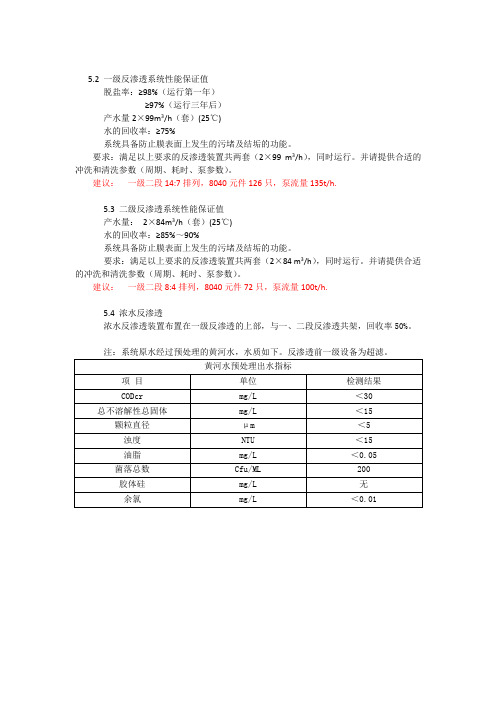 反渗透系统要求