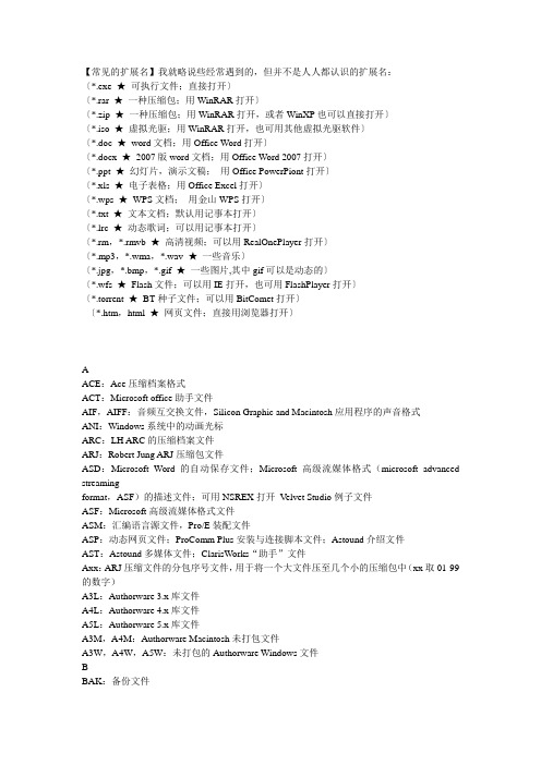 扩展名大全