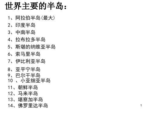 世界地理区域图---主要的半岛PPT优秀课件