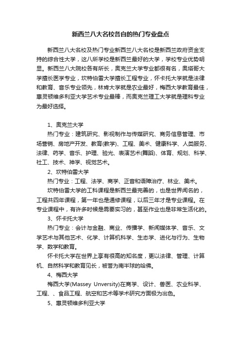 新西兰八大名校各自的热门专业盘点