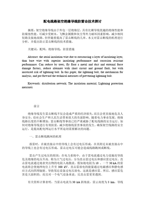 配电线路架空绝缘导线防雷击技术探讨