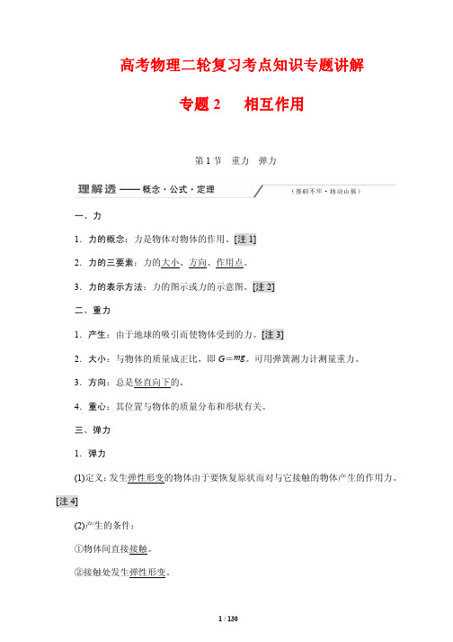 高考物理二轮复习考点知识专题讲解2---相互作用
