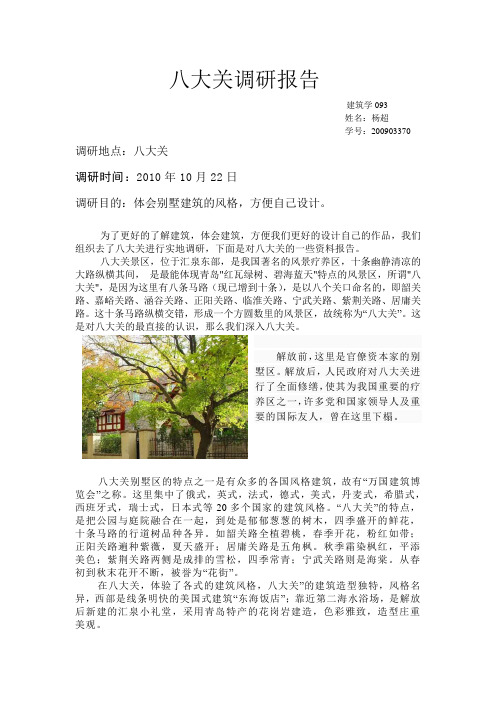 八大关调研报告