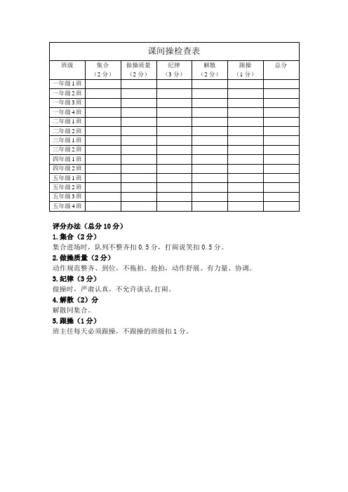 课间操检查表