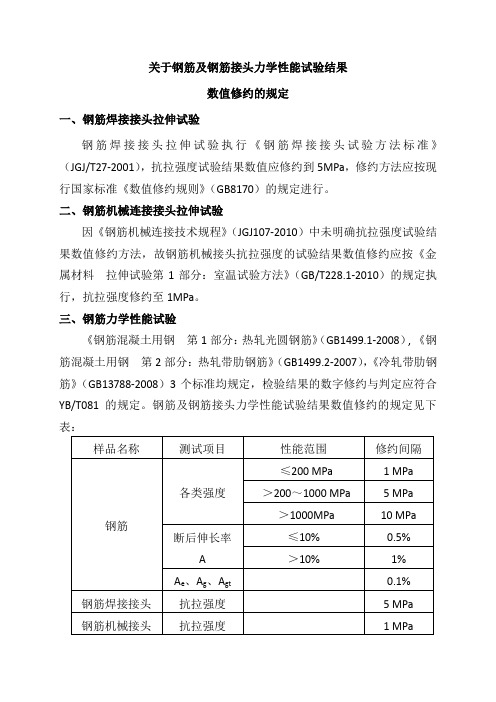 钢筋及钢筋接头试验结果修约的解释