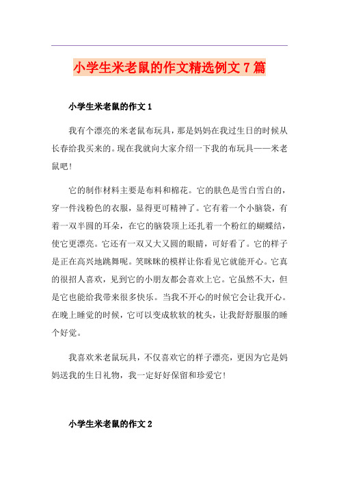 小学生米老鼠的作文精选例文7篇