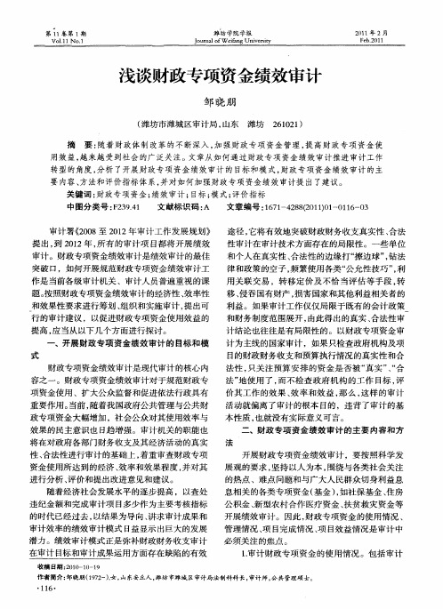 浅谈财政专项资金绩效审计