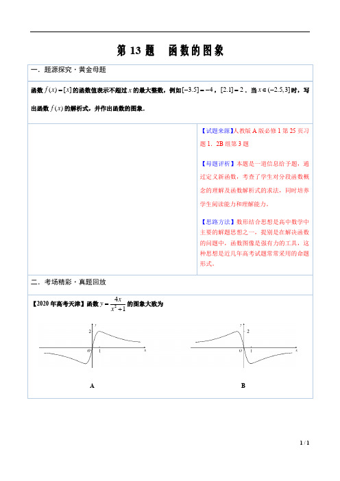 2021届新高考数学必做黄金100题13函数的图象-(原卷版)