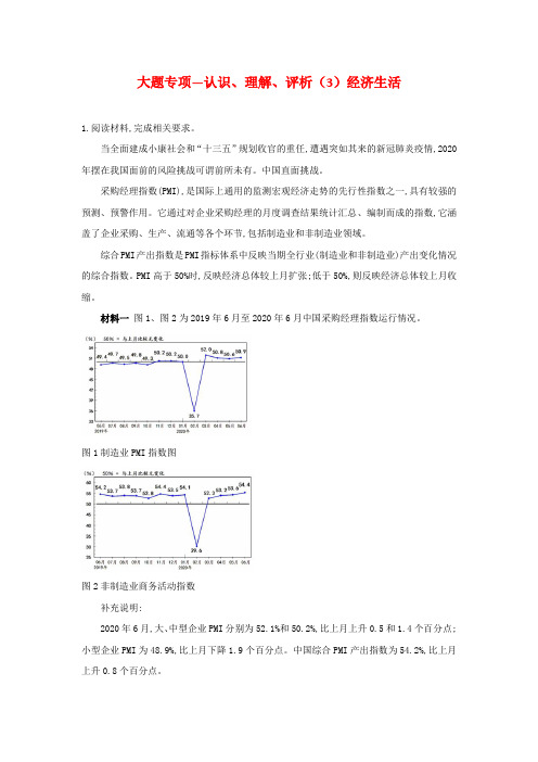 2021届高考政治二轮复习大题专项—认识、理解、评析(3)经济生活