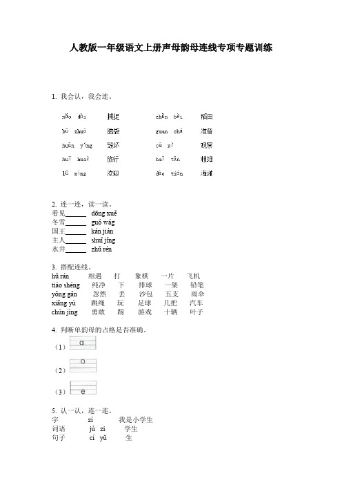 人教版一年级语文上册声母韵母连线专项专题训练