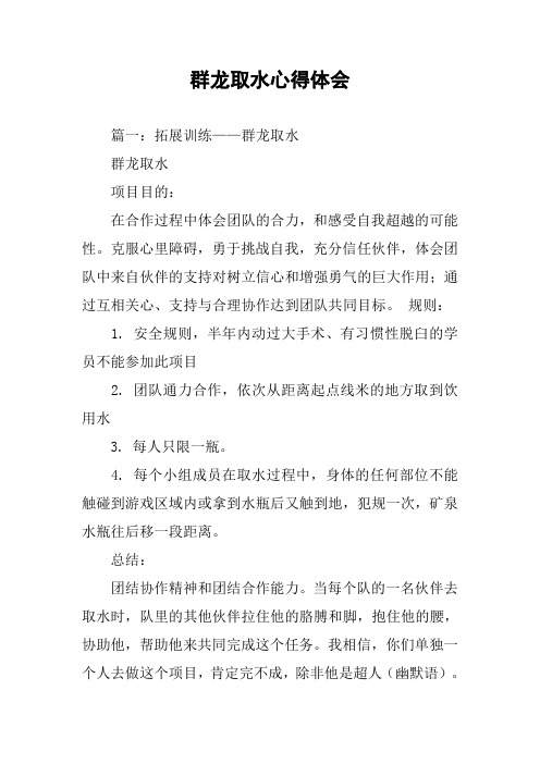 群龙取水心得体会