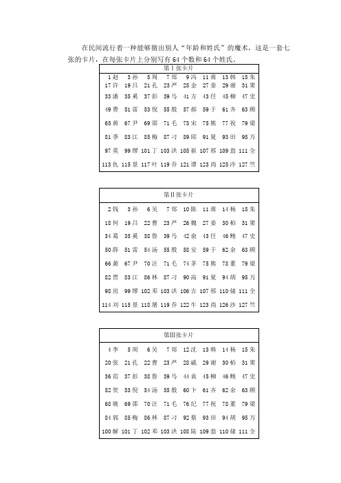 猜姓氏游戏及其数学原理