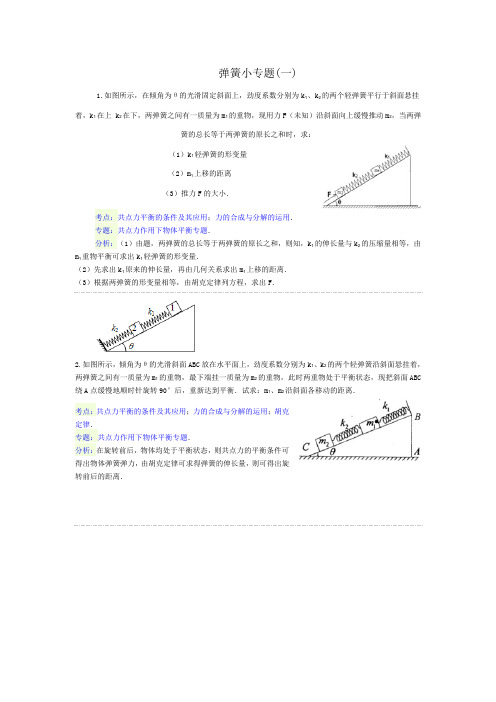 高中物理 力学 综合 弹簧小专题 含答案