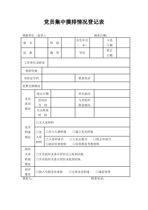 15  党员组织关系排查登记表(每位党员都要填写)