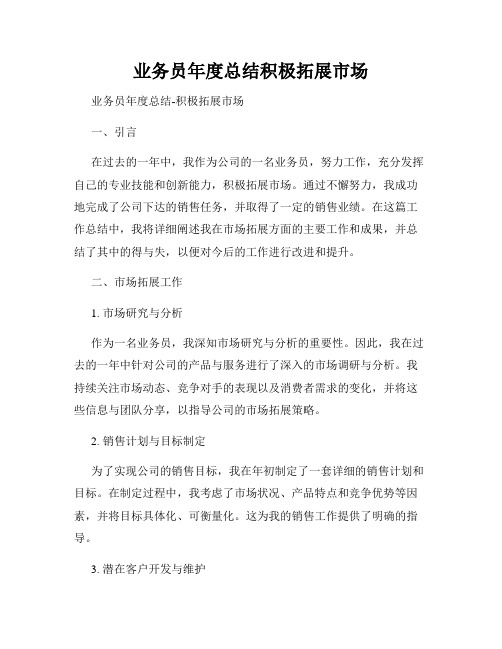 业务员年度总结积极拓展市场