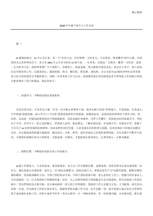 乡镇干部个人工作总结