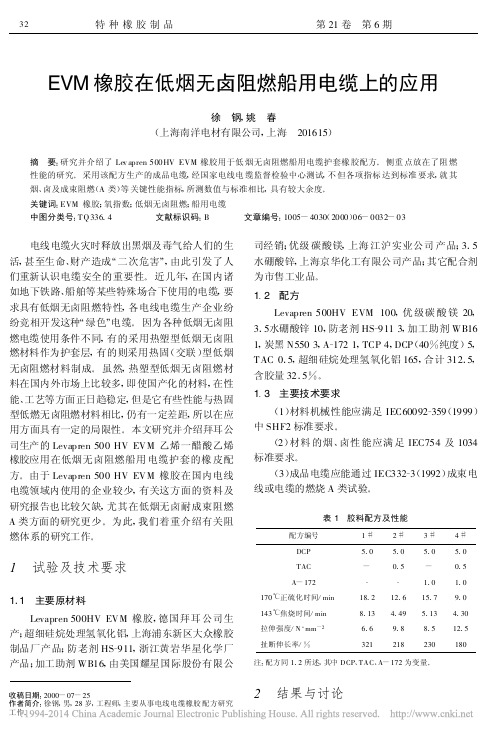 EVM橡胶在低烟无卤阻燃船用电缆上的应用_徐钢