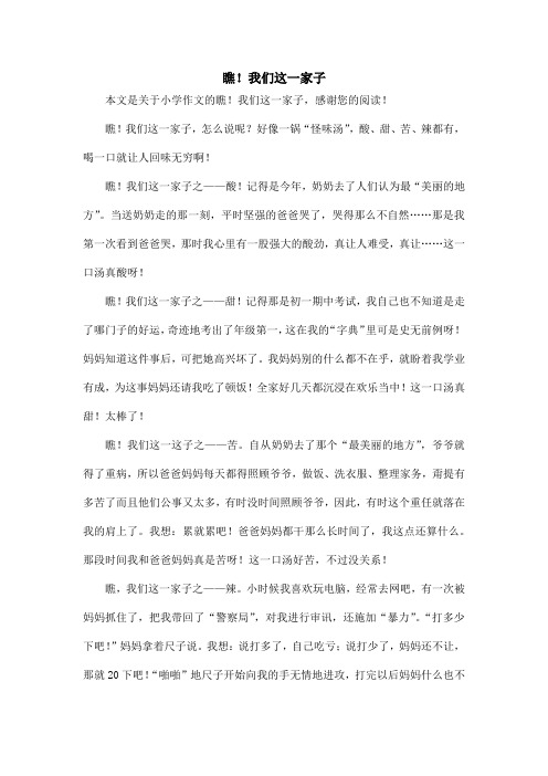 瞧!我们这一家子_小学作文