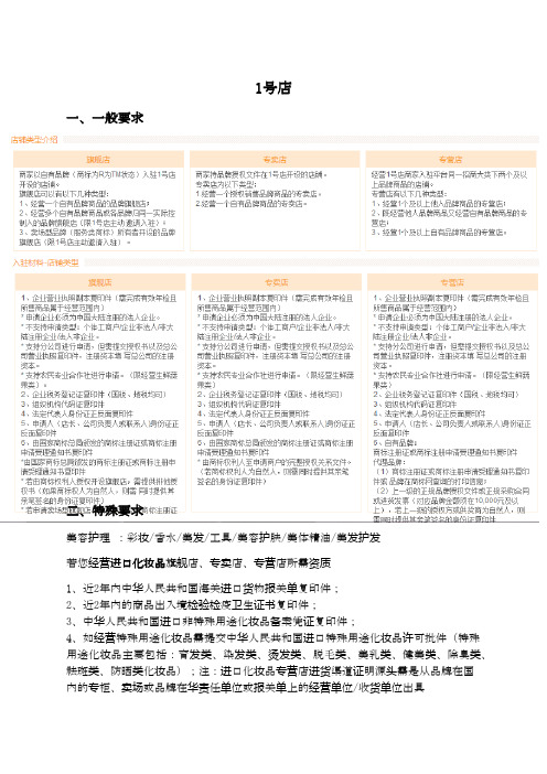 1号店入驻要求
