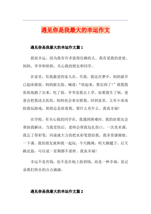 遇见你是我最大的幸运作文