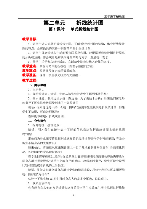 新苏教版五年级数学下册第2单元 折线统计图-精品教案(3课时)