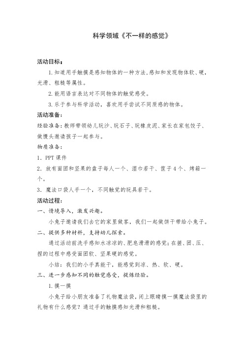学前幼儿园_不一样的感觉教学设计学情分析教材分析课后反思