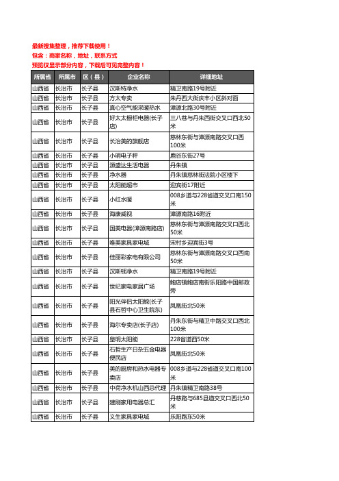 新版山西省长治市长子县家用电器企业公司商家户名录单联系方式地址大全79家
