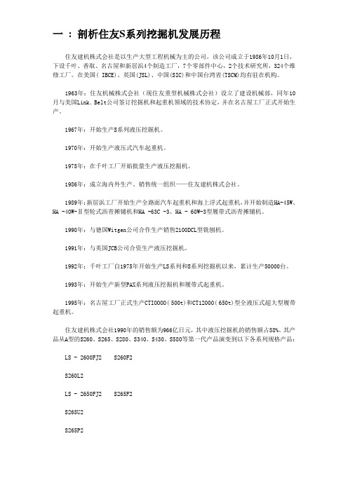 剖析住友S系列挖掘机发展历程