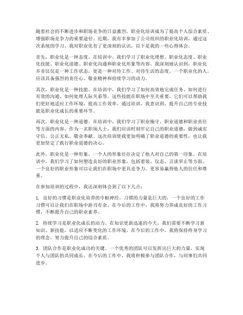 职业化培训心得体会范文