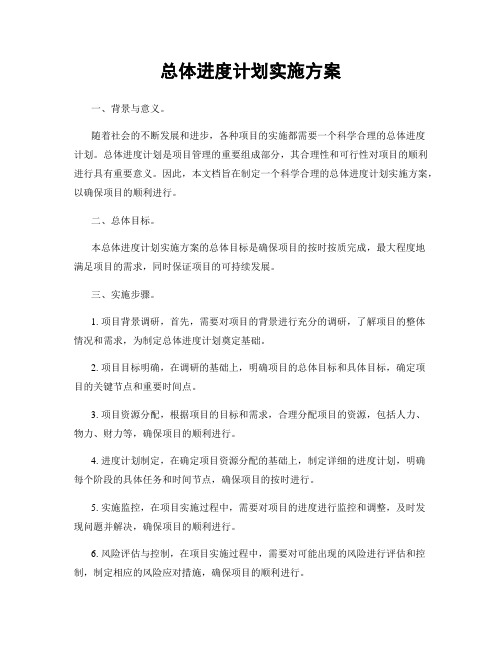 总体进度计划实施方案